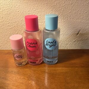 PINK Victoria's Secret Body Mist Trio - Pink and Blue 50% Fill